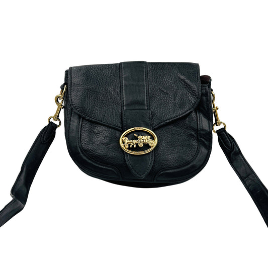 Coach Georgie Black Pebbled Leather Saddle Bag - C3241