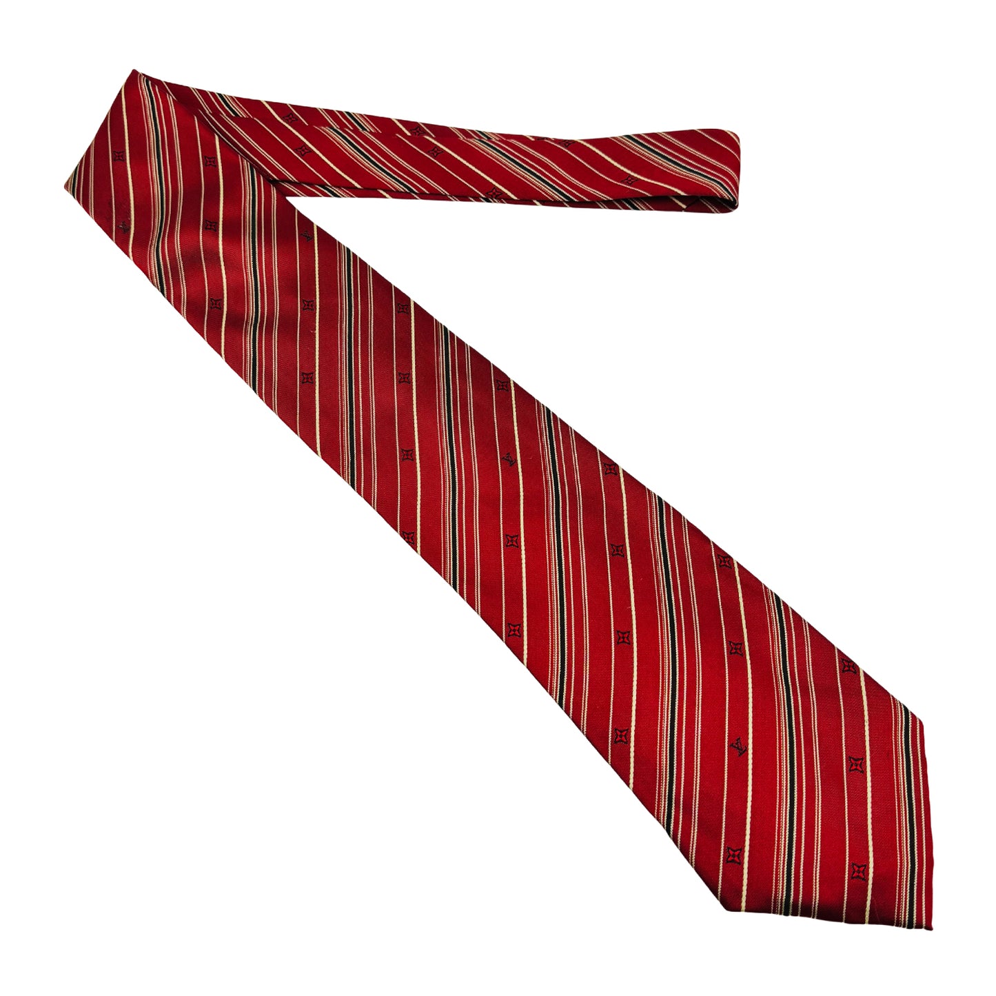 Louis Vuitton Red 'Striped Pattern' Tie (Size Regular)