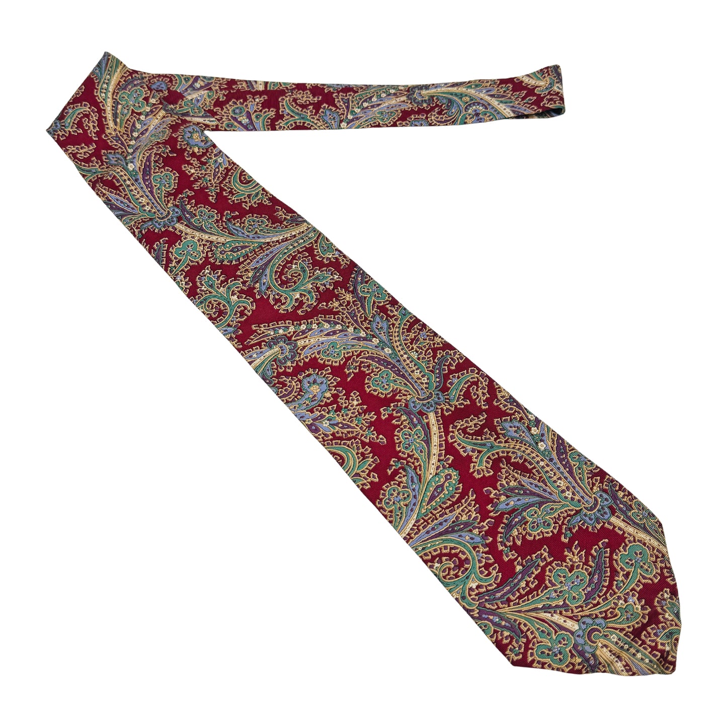 Christian Dior Burgundy 'Floral Paisley Pattern' Tie (Size Regular)