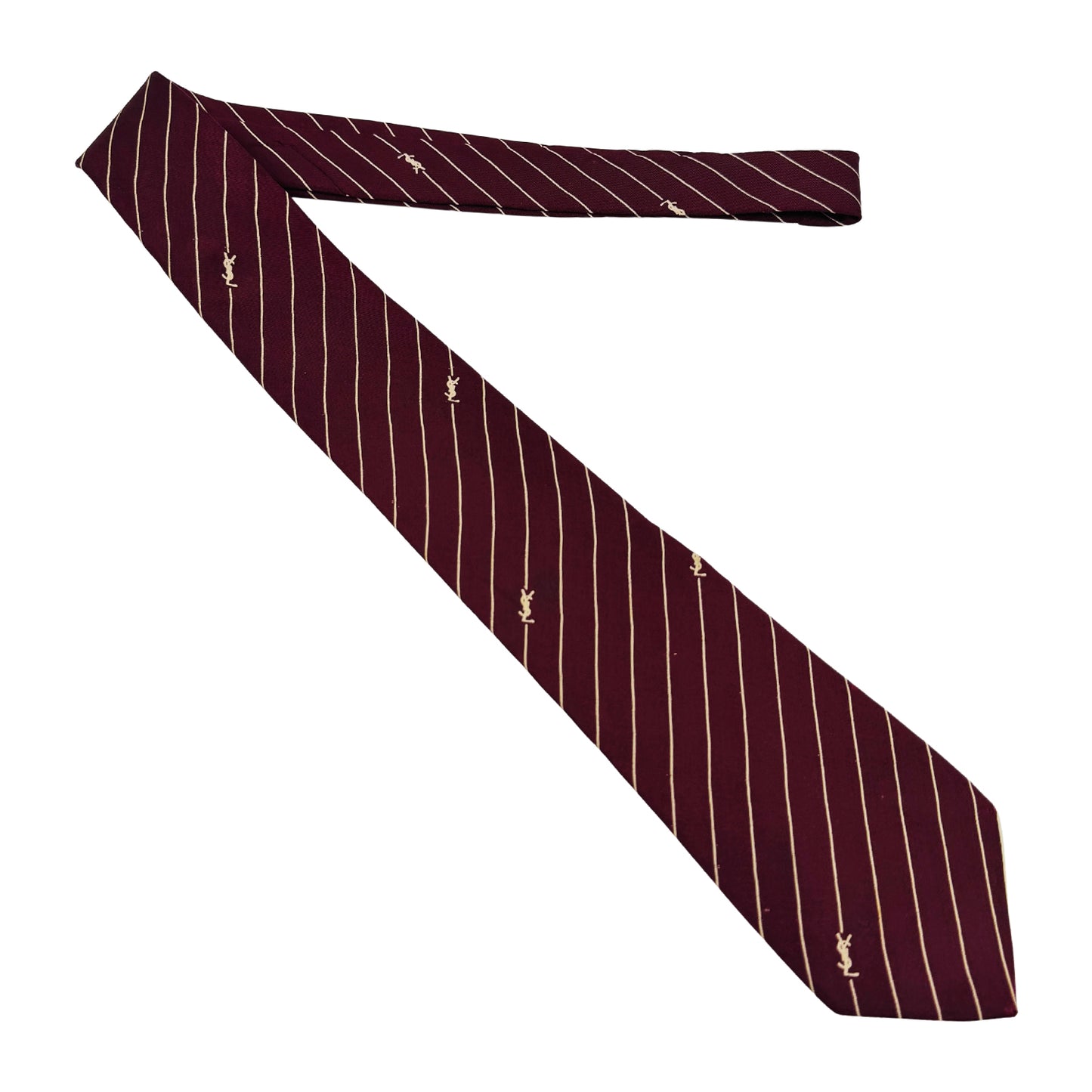Yves Saint Laurent Burgundy 'Pinstripes' Tie (Size Regular)