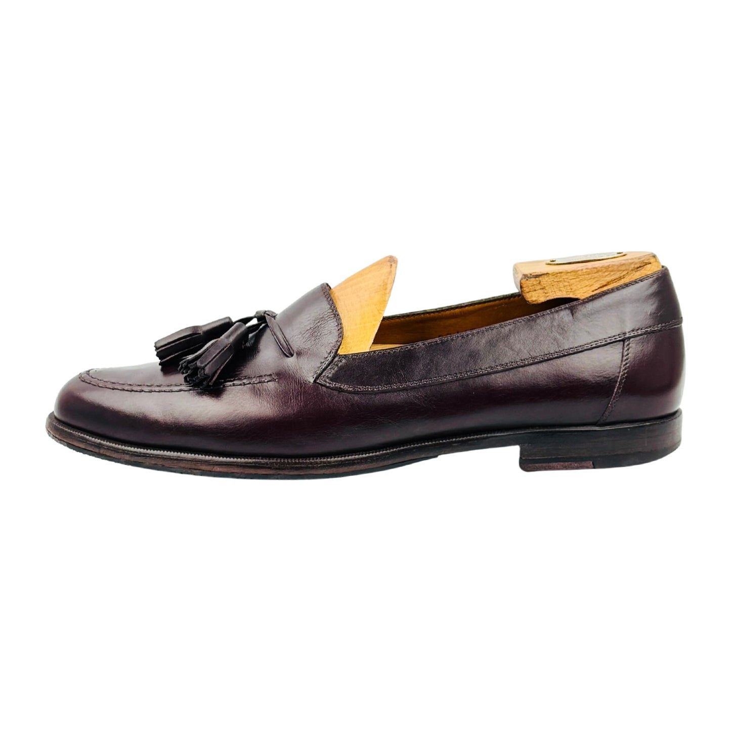 Salvatore Ferragamo Burgundy Leather Tassel Loafers (Size 43)