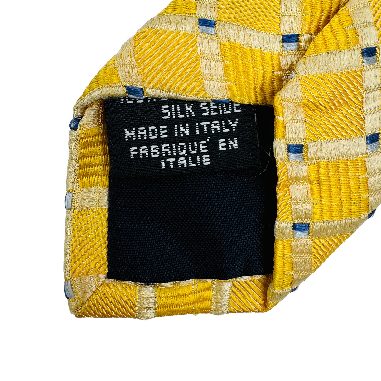 Canali Yellow 'Check Pattern' Silk Tie (Size Regular)