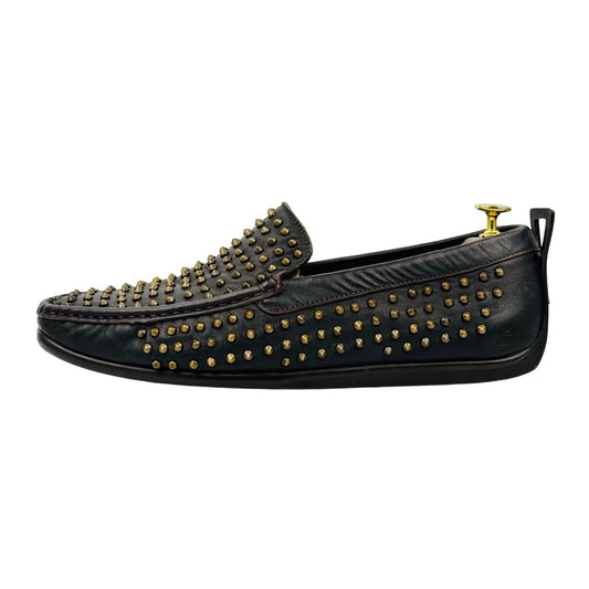 John Ricardo Brown Leather Studded Loafers (Size 43)