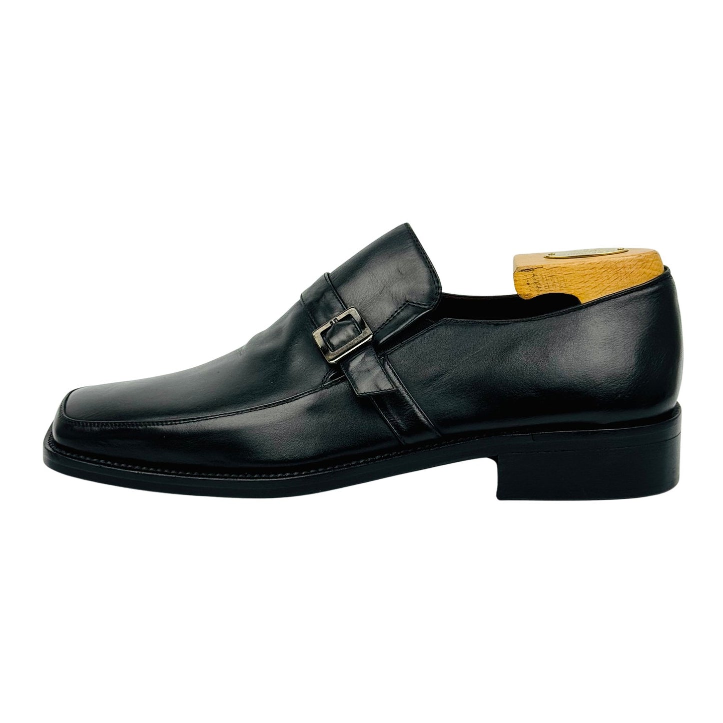 Bella Venezia Black Leather Strap Loafer (Size 41.5/42)