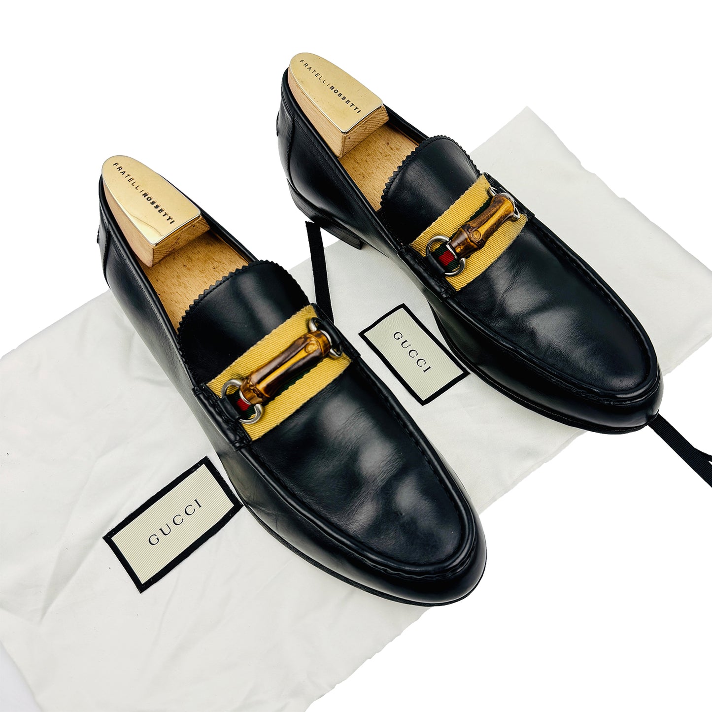 Gucci Men's Bamboo Horsebit Web Loafers (Size 44/44.5)