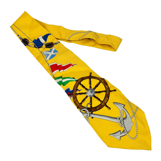 Ralph Lauren Polo Bright Yellow 'Nautical Pattern' Tie (Size Regular)