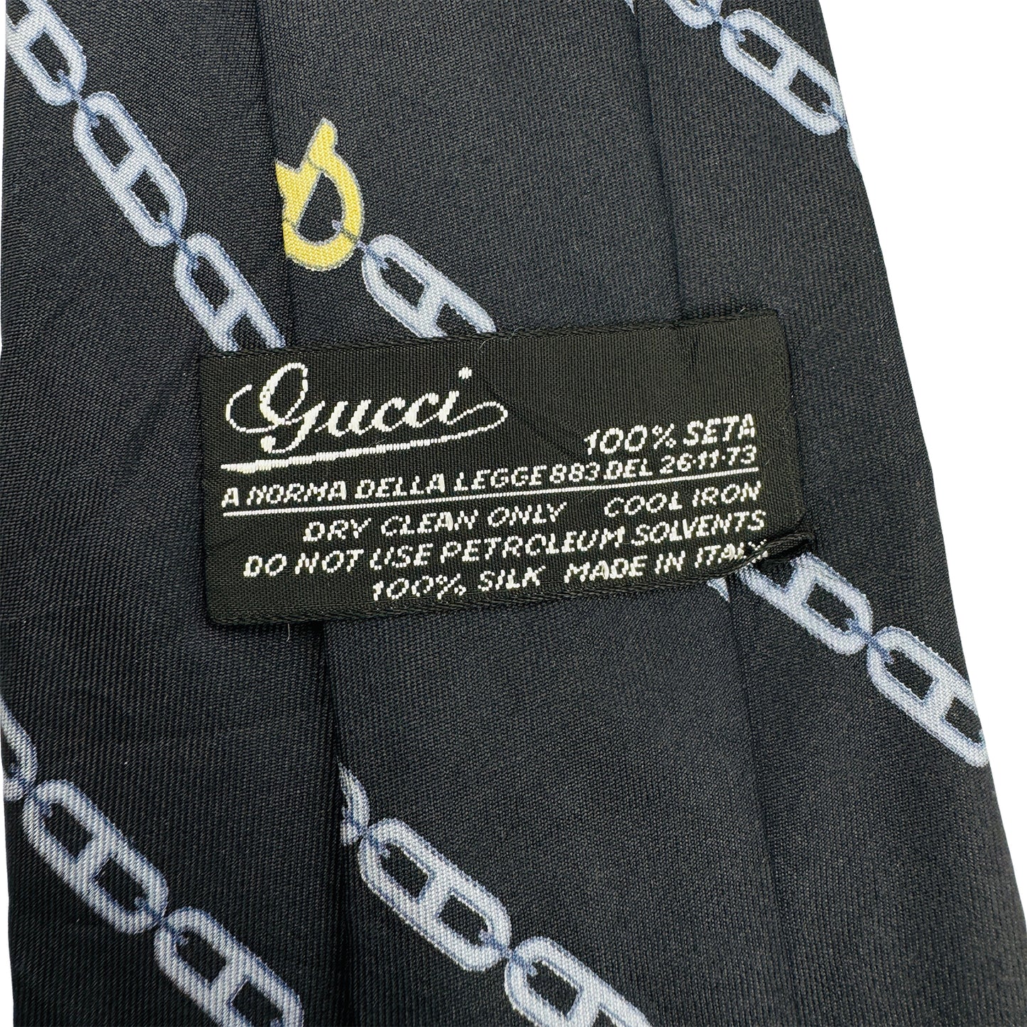 Gucci Dark Navy 'Horsebit Pattern' Tie (Size Regular)