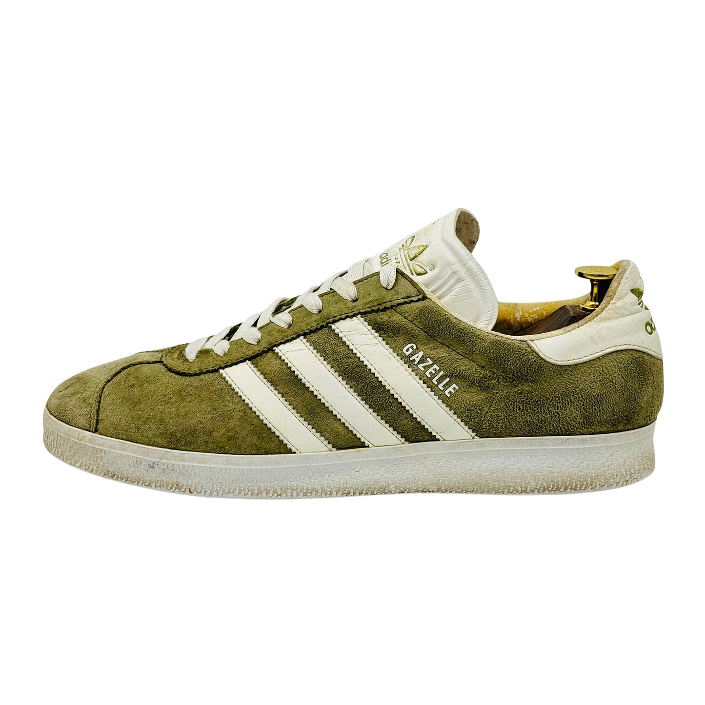 Adidas Men's Gazelle Olive White Sneakers (Size 43.5)