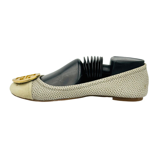 Tory Burch Snake Embossed Leather Ballet Flats (Size 38.5)