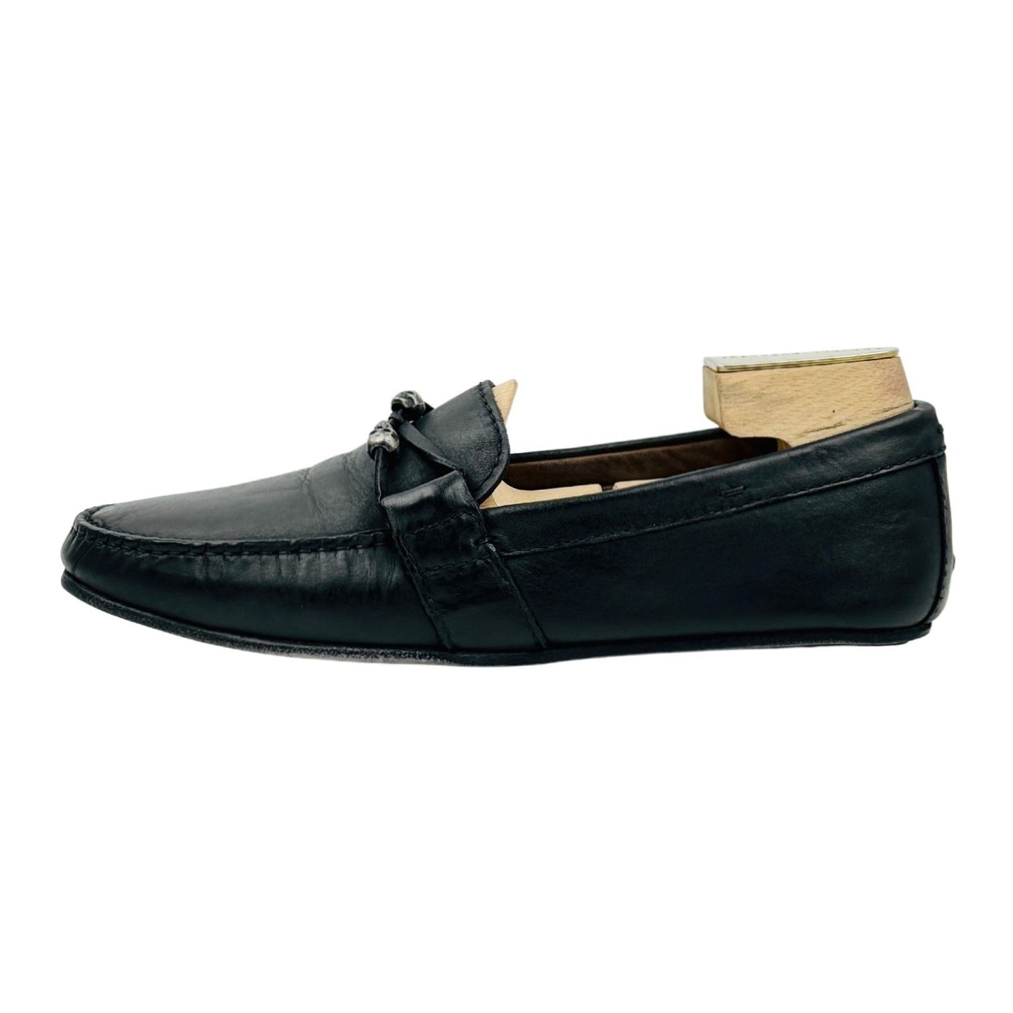 Zara Men's Black Leather Skull Detail Loafers (Size 43)