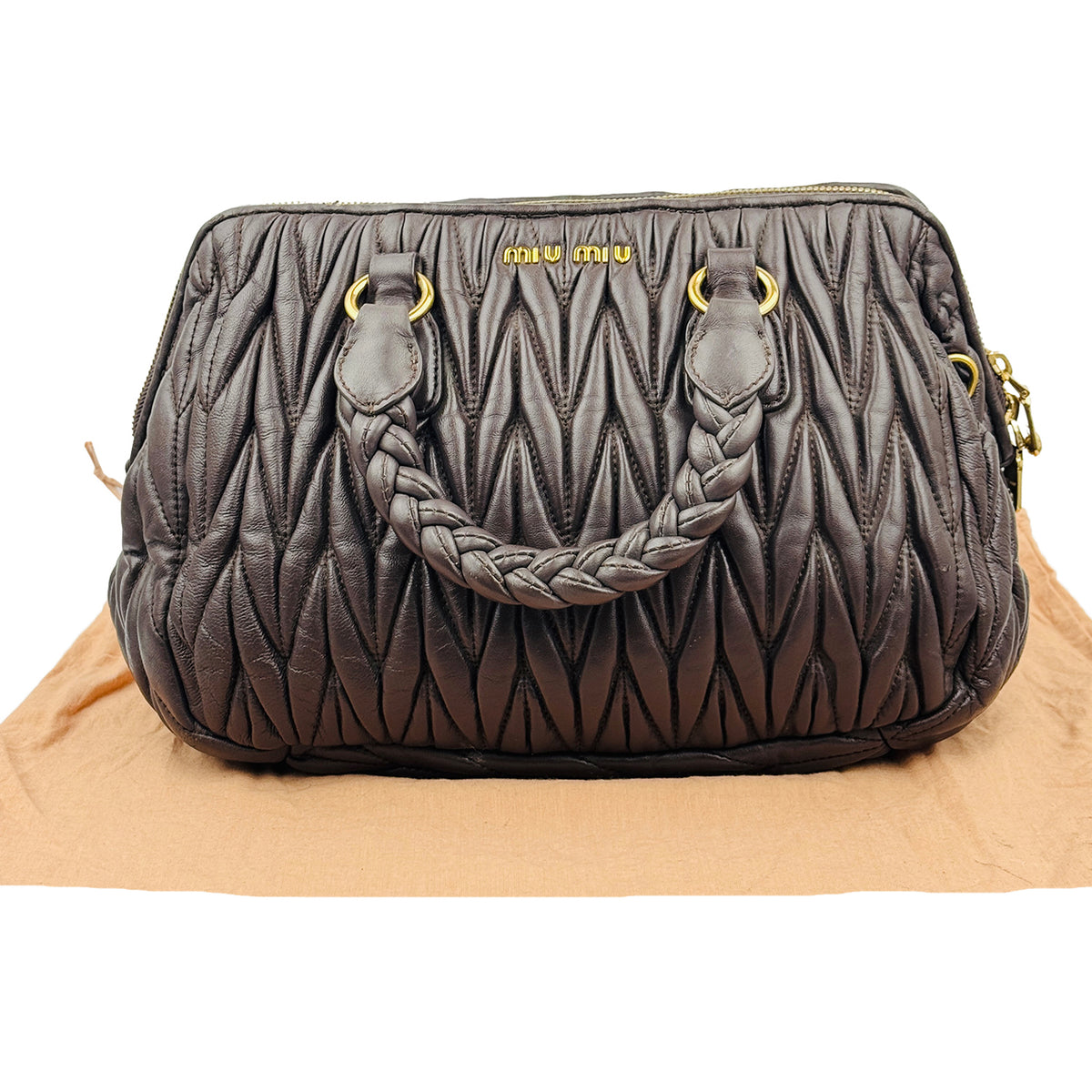 Miu Miu Matelassé Leather Zip Satchel Bag
