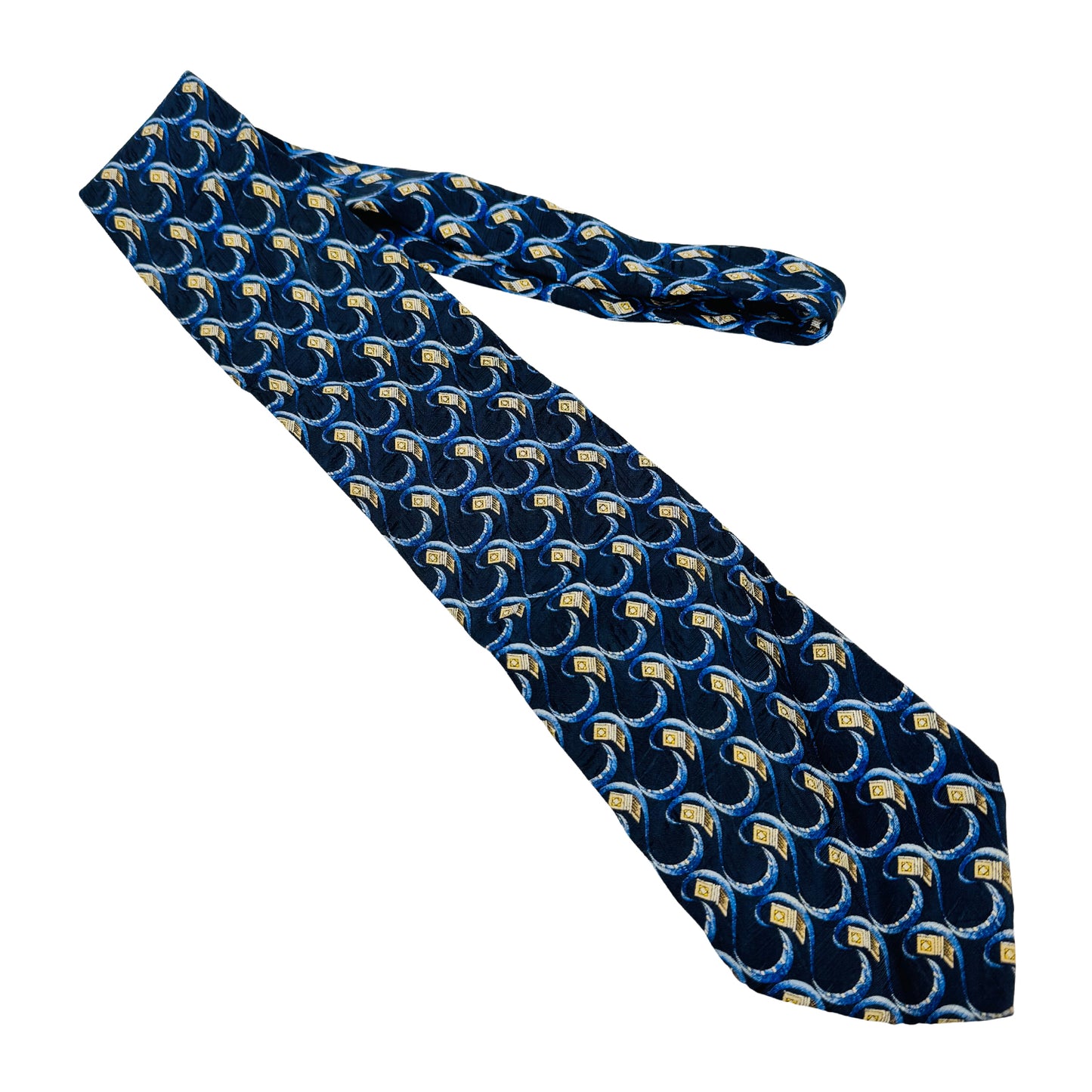 Valentino Navy Blue 'Abstract Print' Silk Tie (Size Regular)