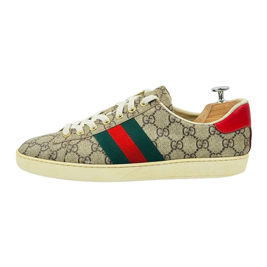 Gucci Ace GG Supreme Web Beige Ebony Sneakers (Size 42/42.5)