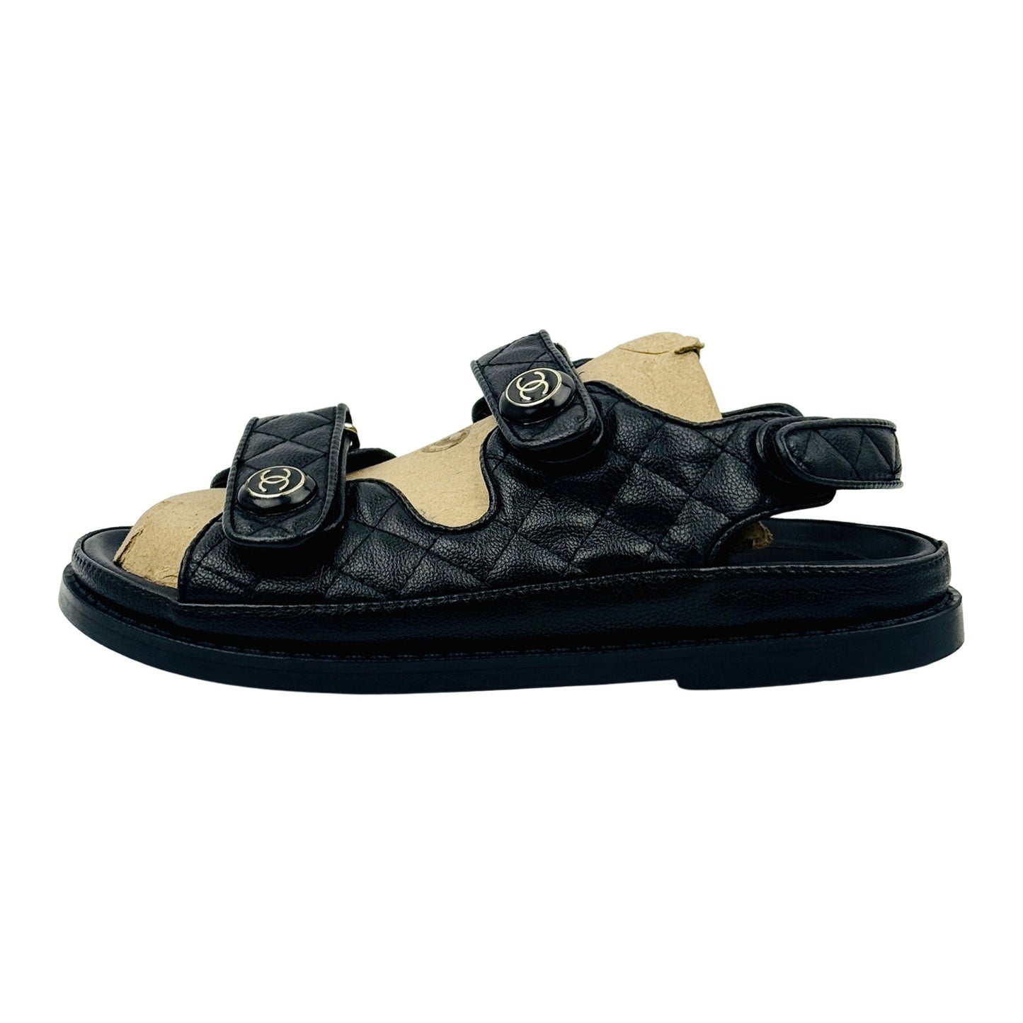 Chanel Black Quilted Leather Sandals (Size 39)