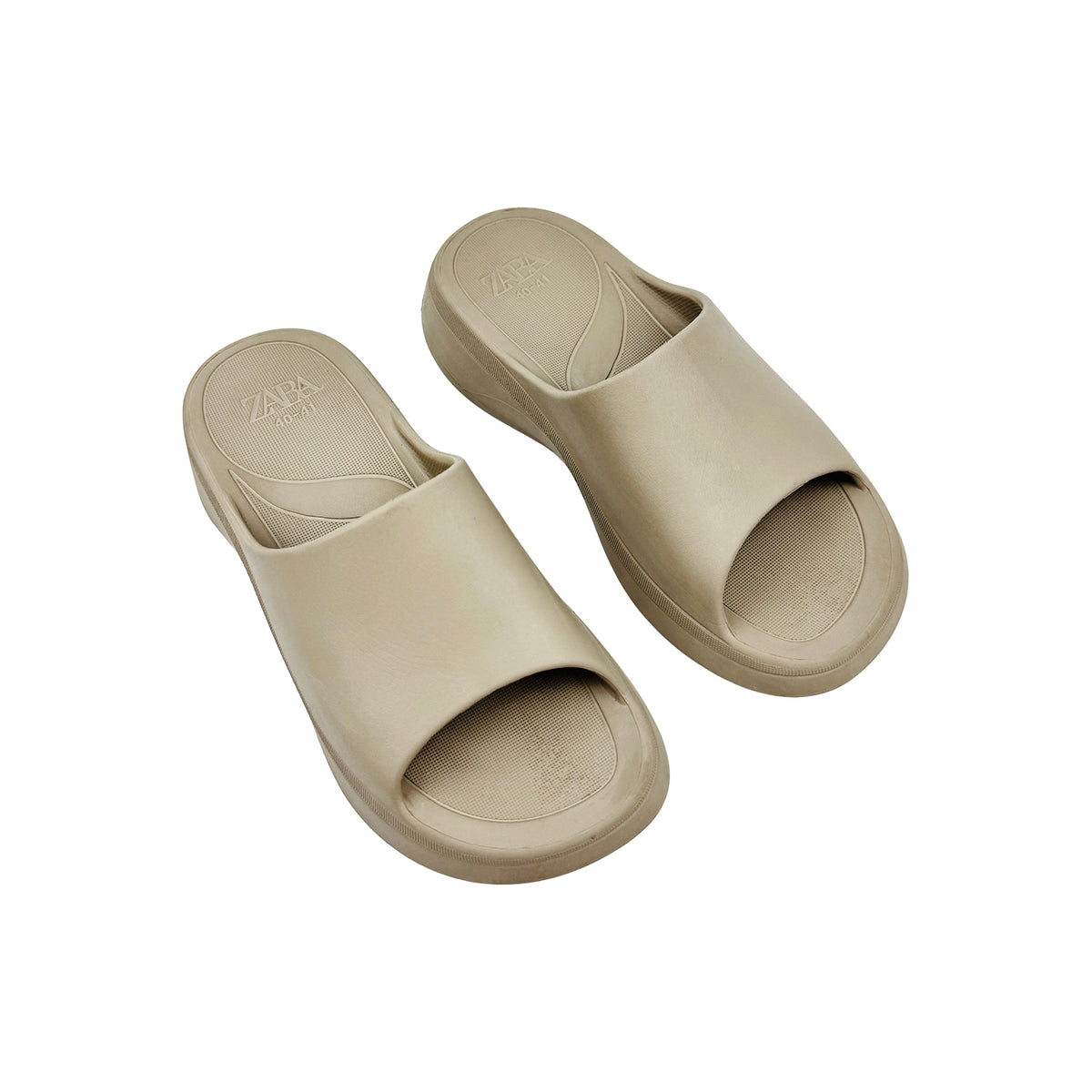 Zara Platform 'Beige Sand' Rubber Slides (Size 40/41)