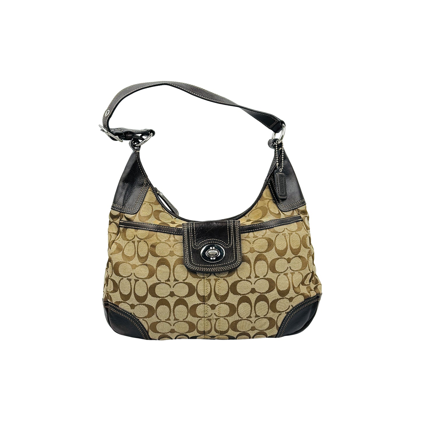 Coach Signature Jacquard Turnlock Hobo Shoulder Bag