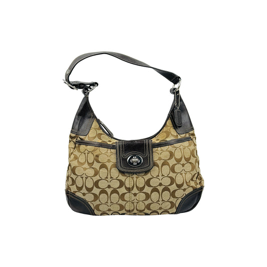 Coach Signature Jacquard Turnlock Hobo Shoulder Bag