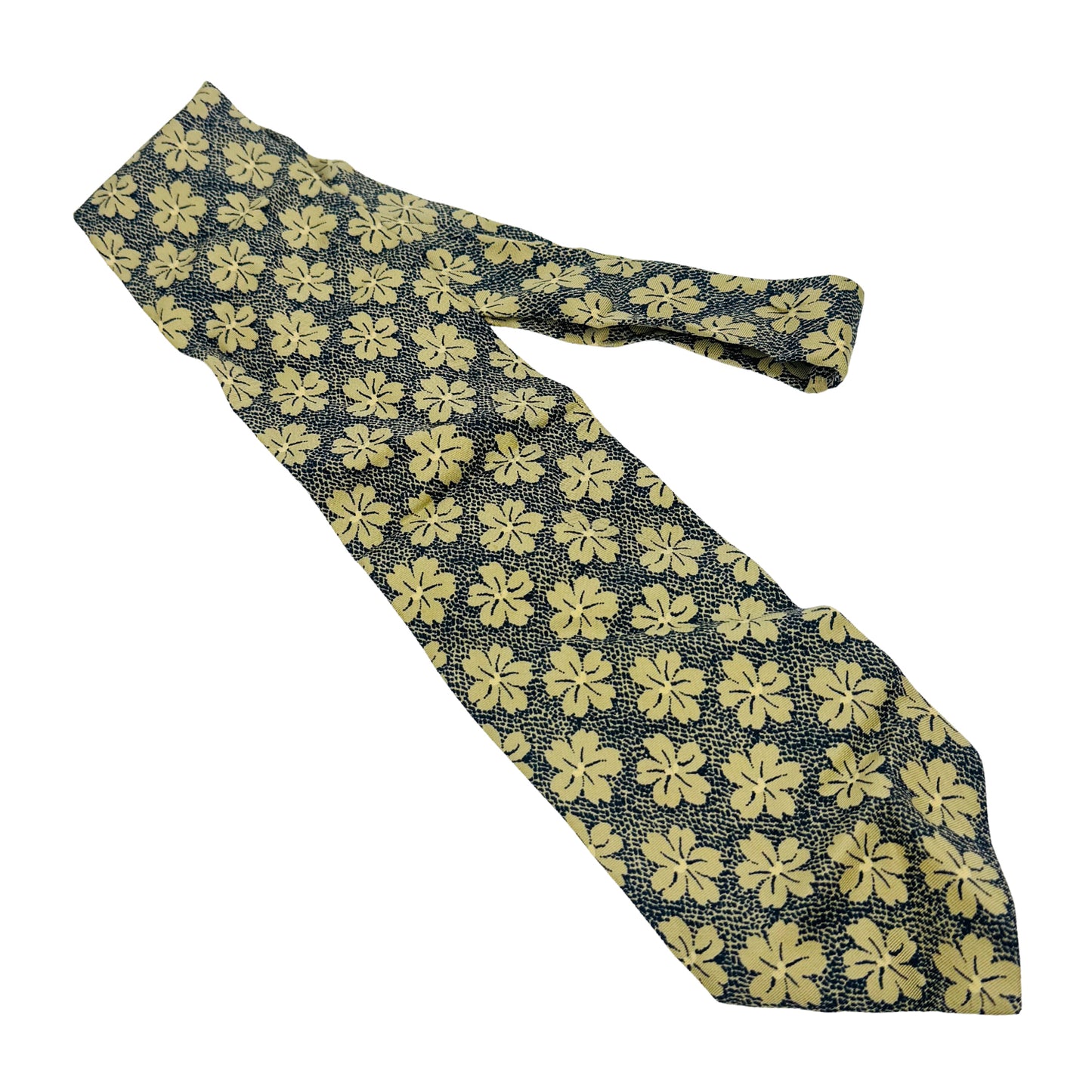 3857 Giorgio Armani Ink Blue 'Yellow Floral Pattern' Tie (Size Regular)