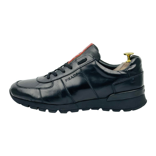 Prada Men's Match Race Black Leather Sneakers (Size 42)