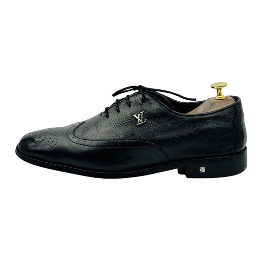 Louis Vuitton Brogue Detailing Wingtip Black Oxfords (Size 42)