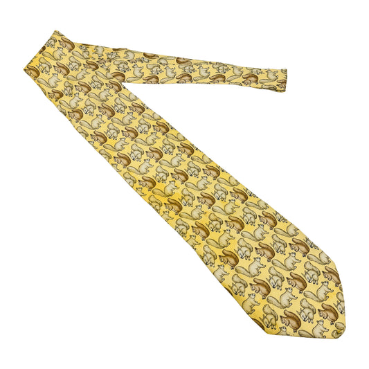 Paolo Gucci Light Yellow 'Squirrel Print' Tie (Size Regular)