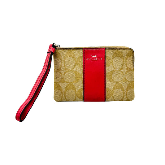 Coach Corner Zip Signature Canvas Stripe Wristlet