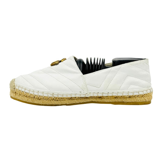 Gucci White Leather GG Logo Espadrille Shoes (Size 40)