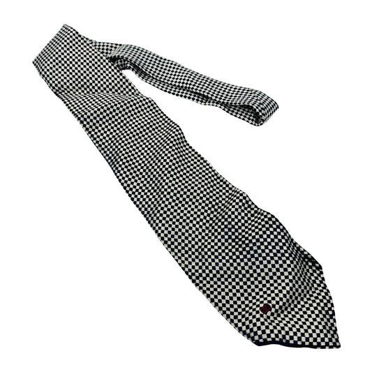 Valentino Black White 'Checkered Pattern' Silk Tie (Size Regular)