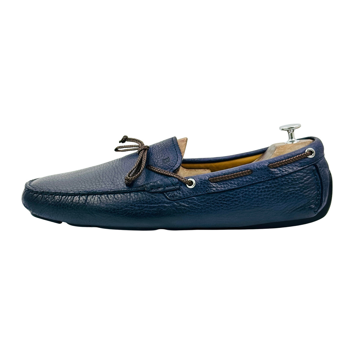 Bally Grained Leather Navy Loafers (Size 45)