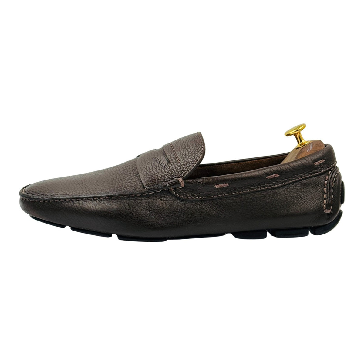 Prada Men's Dark Brown Leather Driving Loafers (Size 44)