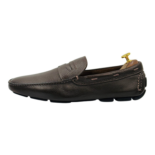 Prada Men's Dark Brown Leather Driving Loafers (Size 44)