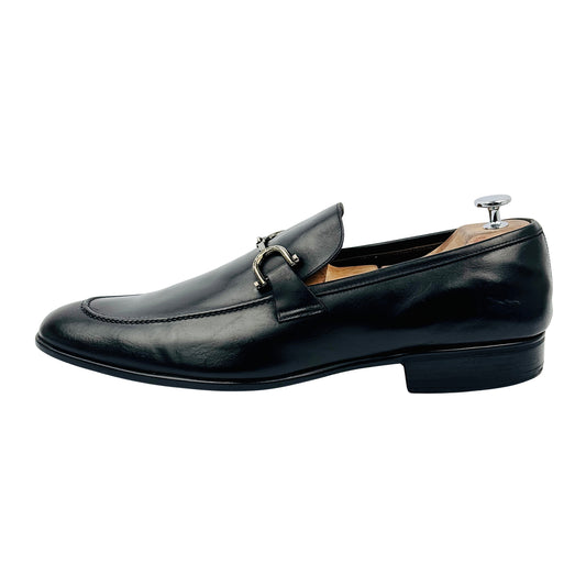 Moreschi Men's Black Leather Loafers (Size 44/44.5)