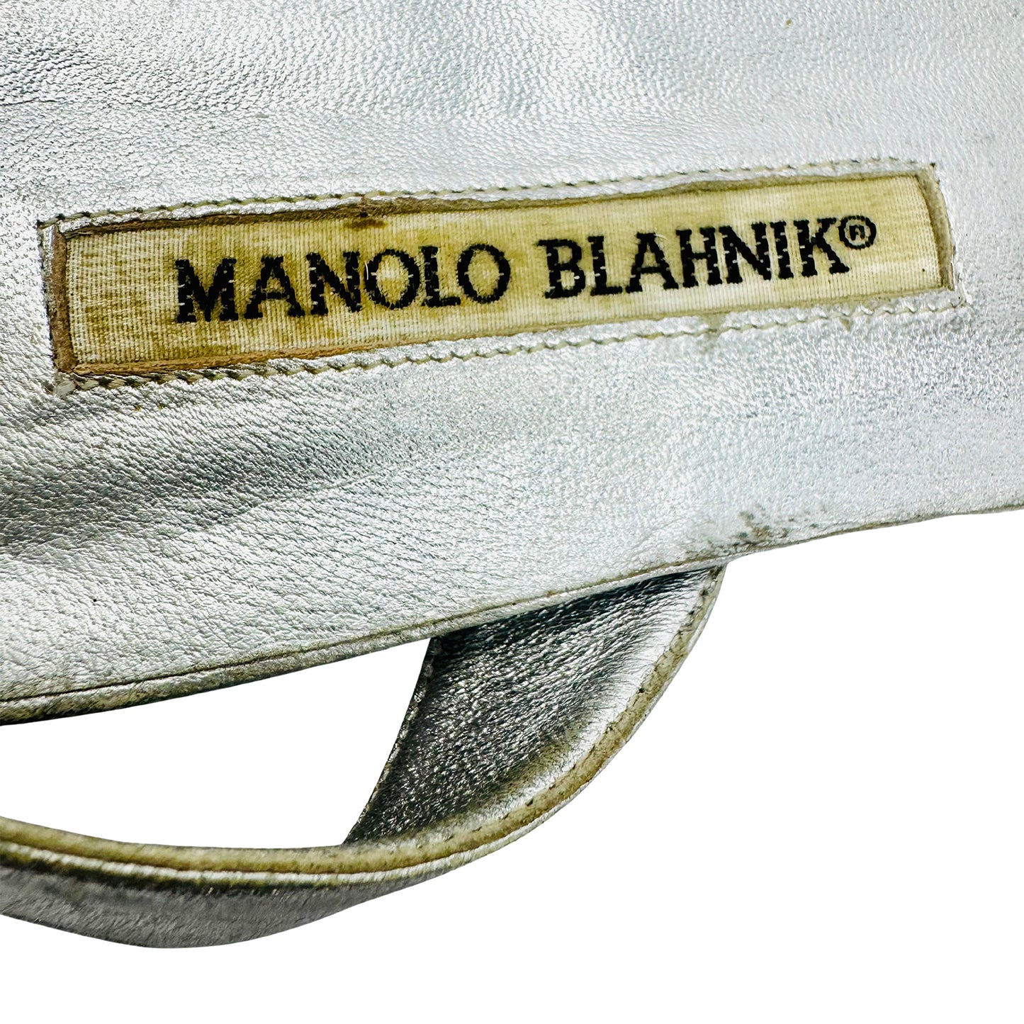 Manolo Blahnik Silver Ankle-Strap Flats (Size 39/39.5)