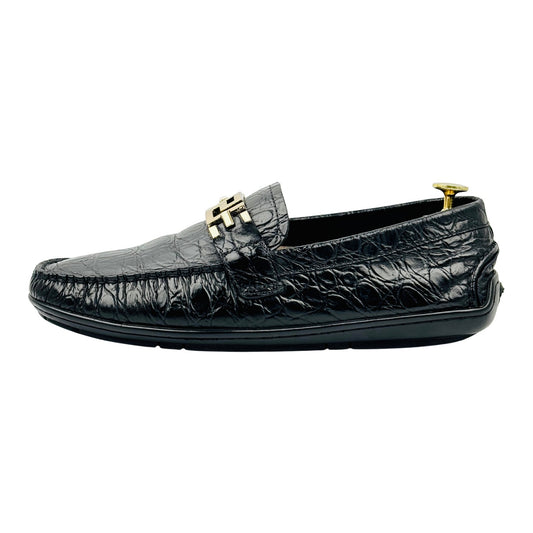 Versace Medusa Croc Embossed Leather Loafers (Size 42) - DSU5162