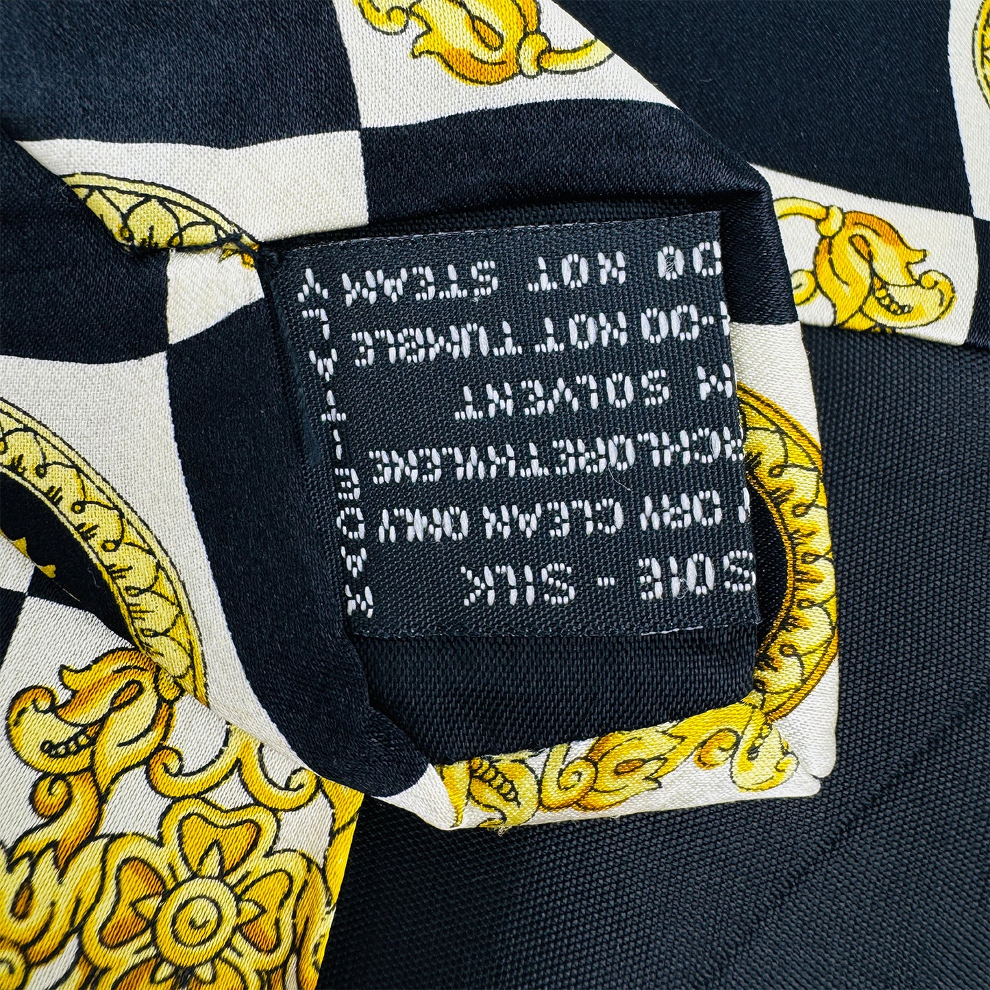 Versace Black White 'Check Pattern' Silk Tie (Size Regular)