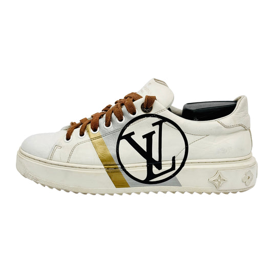 Louis Vuitton White Leather Logo Time Out Sneakers (Size 38.5/39)