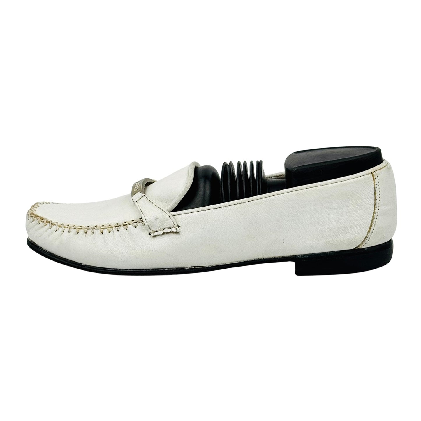 Saint Laurent [YSL] White Leather Loafers (Size 38/38.5)