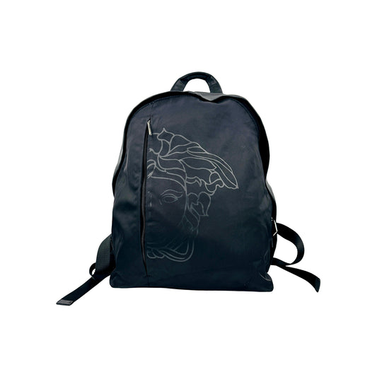 Versace Medusa Graphic Black Nylon & Leather Backpack