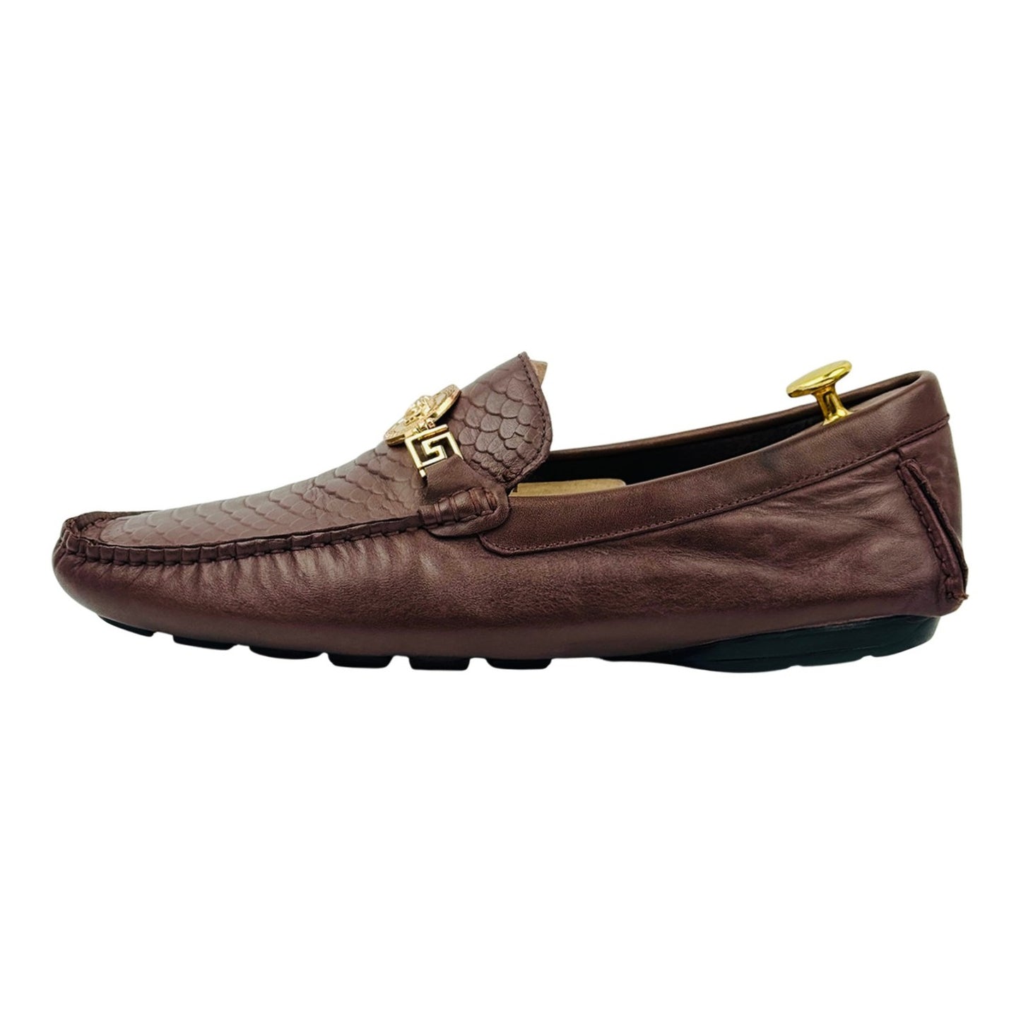 Versace Men's Brown Python Embossed Loafers (Size 42.5/43)