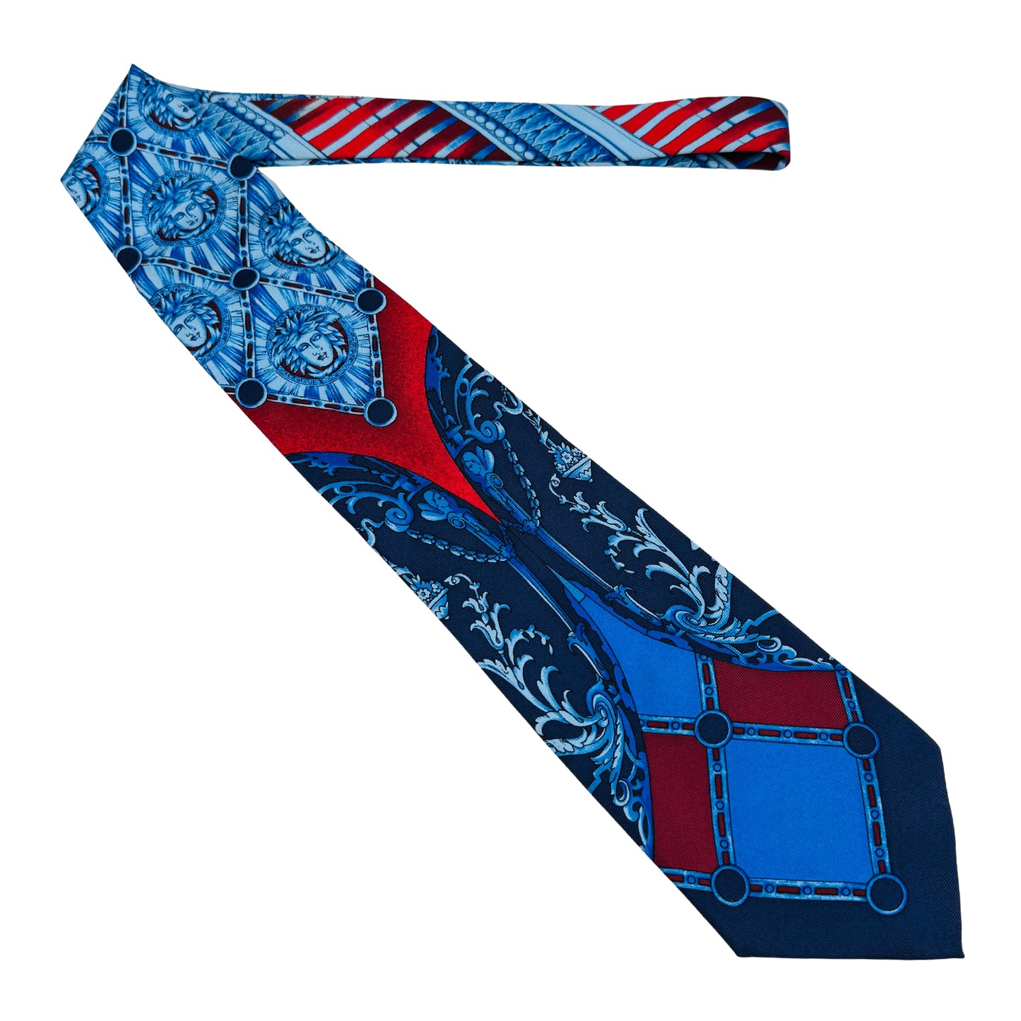 Gianni Versace Blue 'Medusa Baroque pattern' Tie (Size Regular)
