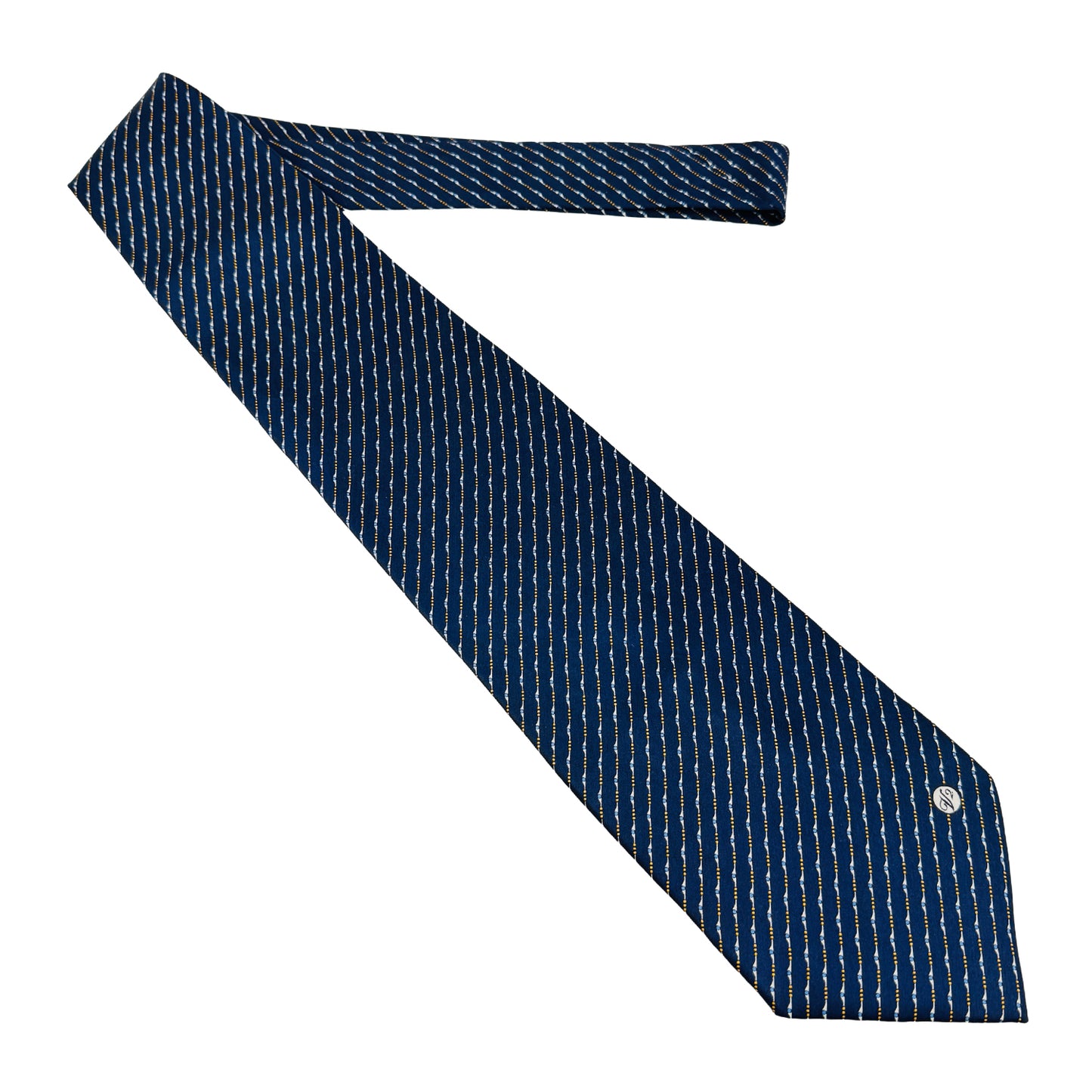 Versace Navy Blue 'Micro Geometric Jacquard Pattern' Tie (Size Regular)