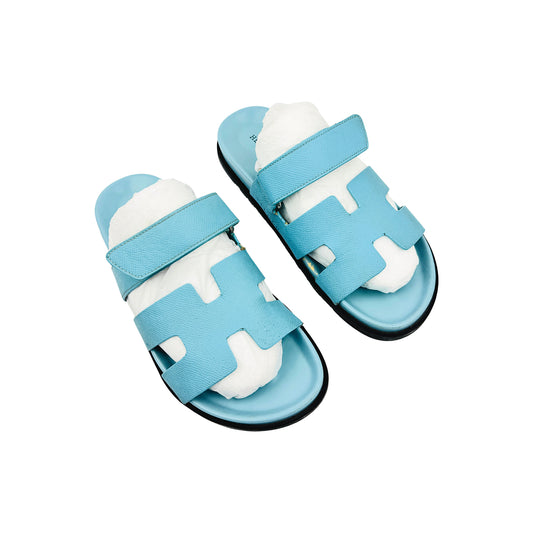 Hermes Chypre Celestial Blue Slides (Size 40) - H221830Z
