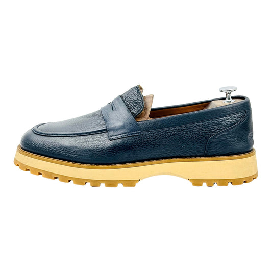 Valmenti Men's Navy Leather Loafers (Size 44)