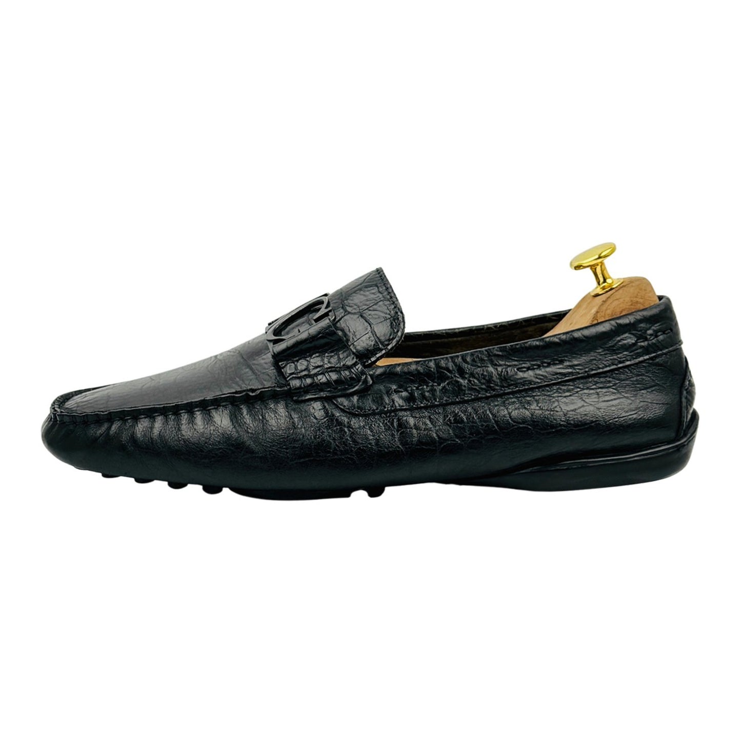 Alberto Guardiani Croc Embossed Leather Loafers (Size 43)