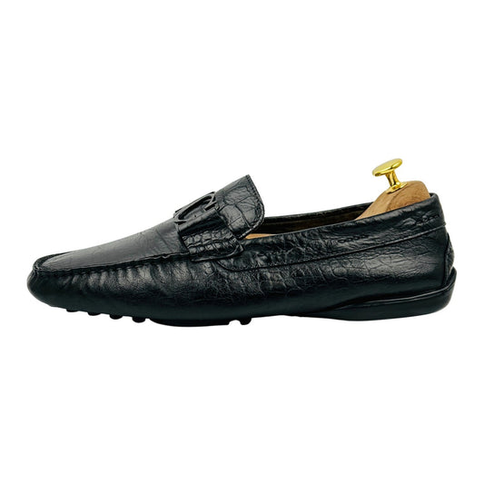 Alberto Guardiani Croc Embossed Leather Loafers (Size 43)