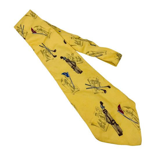 Ralph Lauren Polo Yellow 'Golf Themed Pattern' Tie (Size Regular)