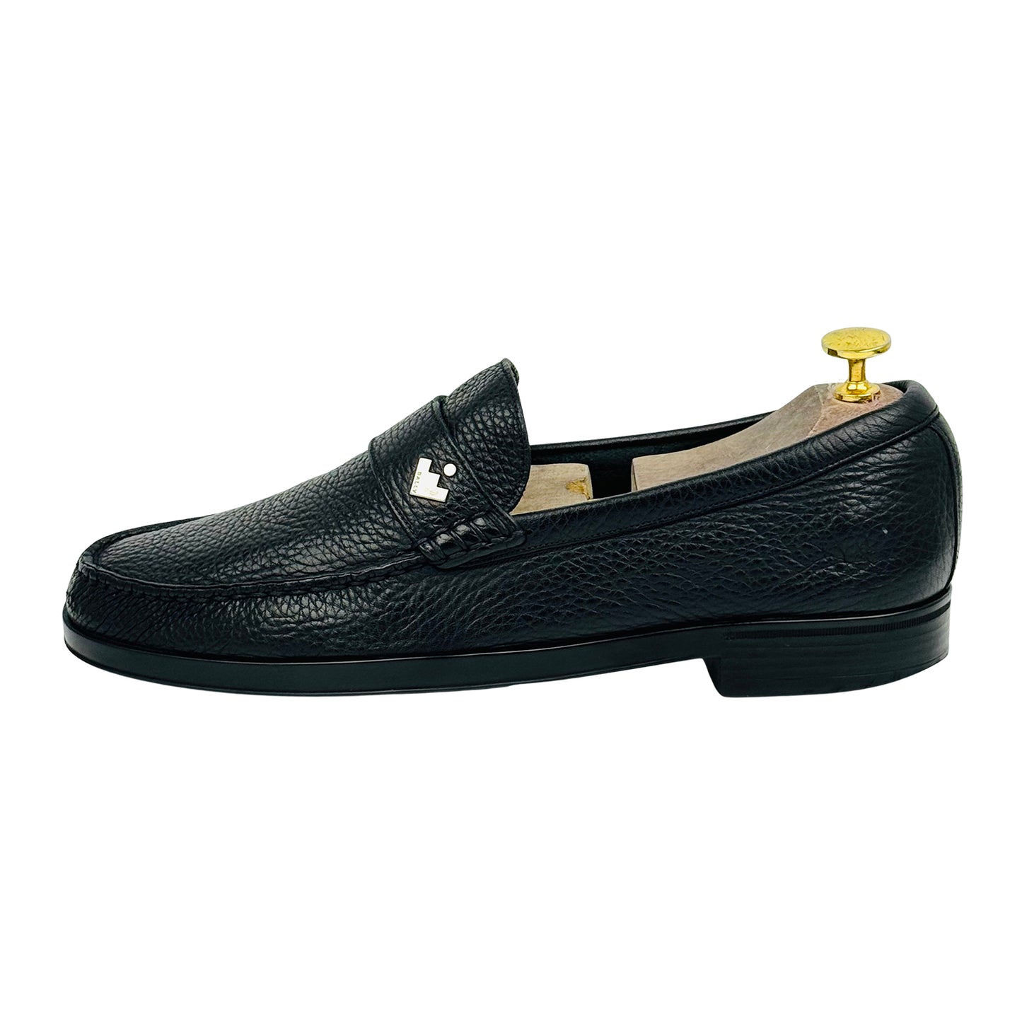 Bally Men's Black Pebbled Leather Loafers (Size 42.5/43)