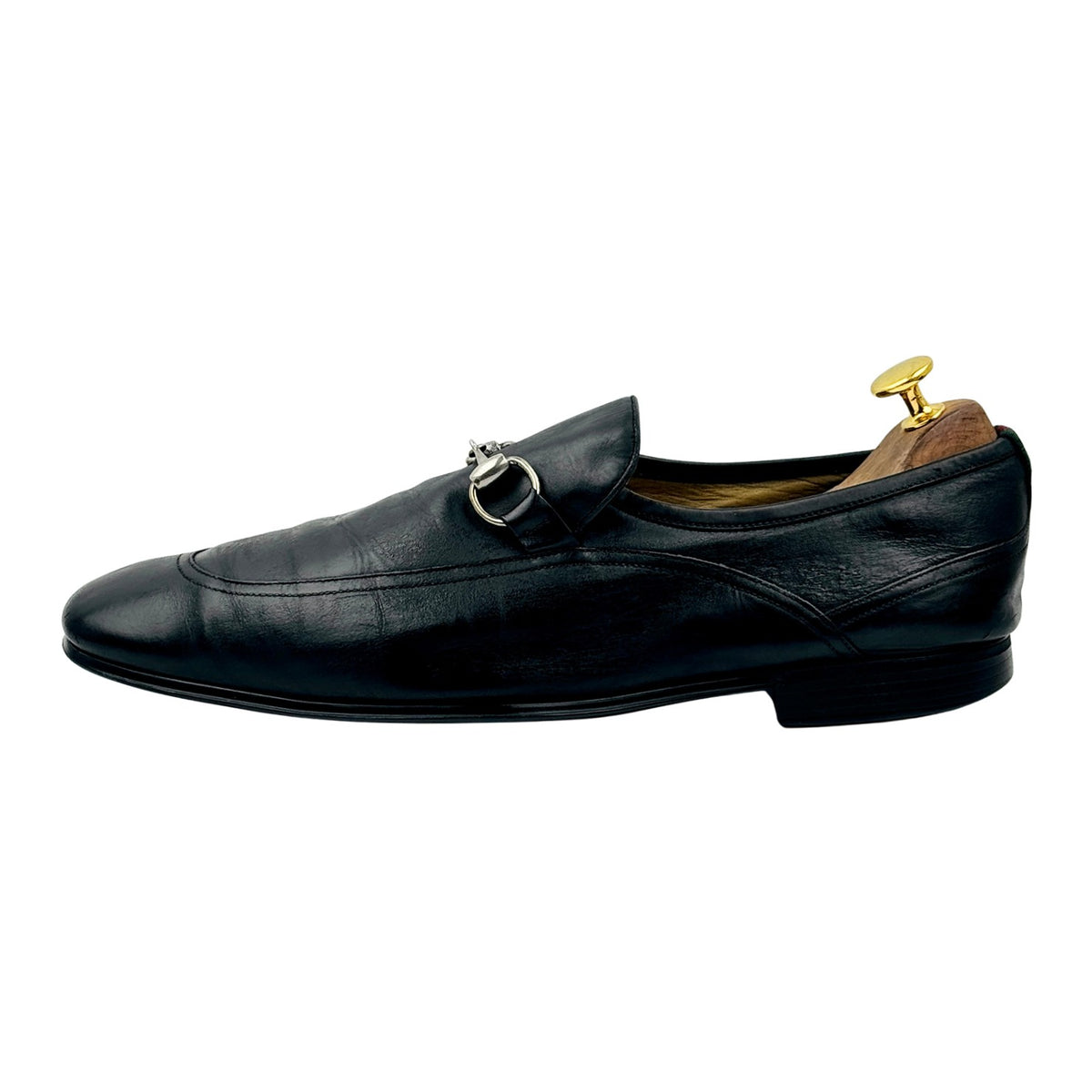 Gucci Men's Black Leather Horsebit Loafers (Size 44.5)