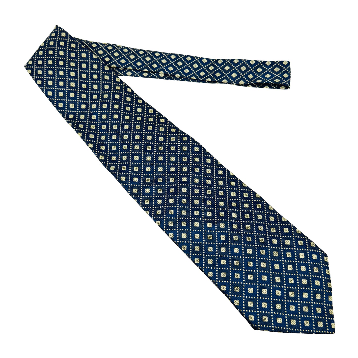 Hugo Boss Navy Blue 'Geometric Diamond Pattern' Tie (Size Regular)