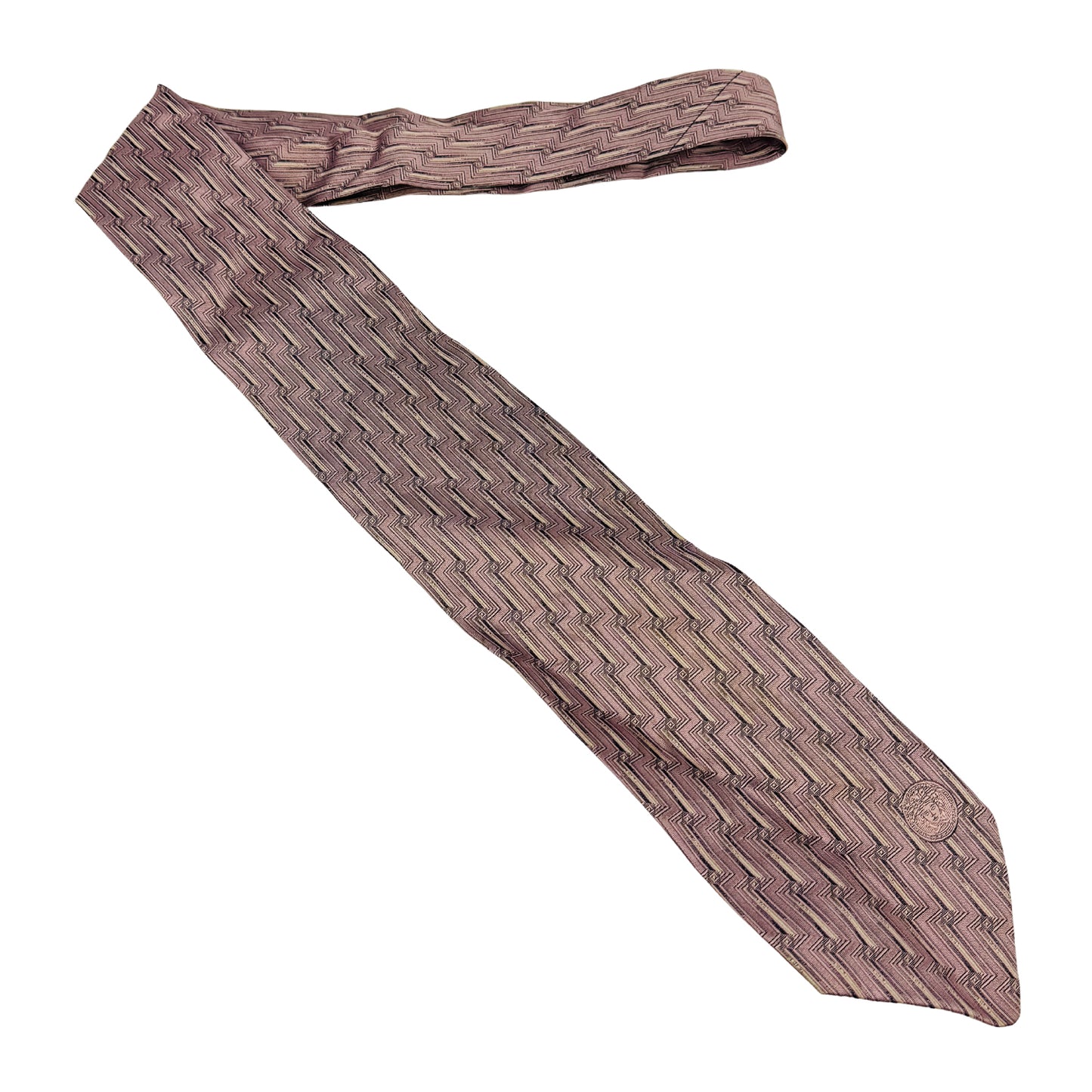 Versace Dusty Pink 'Zigzag Pattern' Tie (Size Regular)